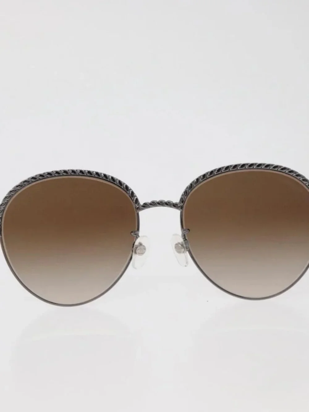 CHANEL Sunglasses metal Silver CC Auth 176091A